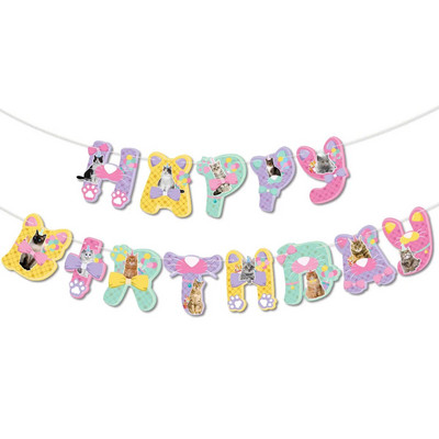 INS Linksmų gimtadienio reklamjuosčių rinkinys Naminių kačių vėliavėlių rinkinys, skirtas pasidaryk pats gaminti vasaros vakarėlio reikmenis Vaikams Moteriškos vyriškos gimtadienio vakarėlio dekoravimo priemonės