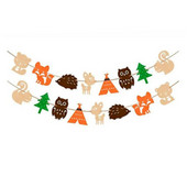 Miško gyvūnų šventinio vakarėlio dekoravimo vėliavos rinkinys Kabanti dovanėlė Miško gyvūnai Gimtadienio dekoras Kūdikių dušas Nuotraukų rekvizitas vakarėlio reklamjuostė