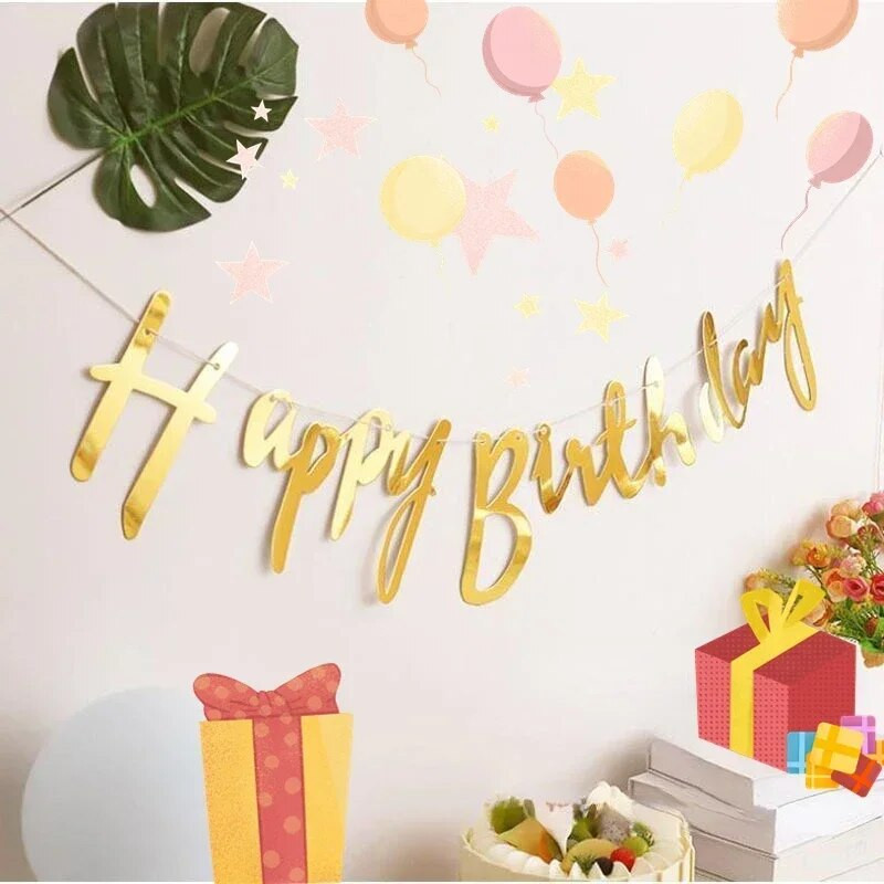 5 m Boldog születésnapot Banner Sármány papír Születésnapi Esküvői Party Függő Garland Banner Otthon Születésnapi Reklám Babazuhany dekoráció