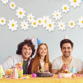 Lilled Krüsanteemi Lipp Kaunistatud Sünnipäevapidu Bännerid Pabermoos Loomingulised armsad väikesed valged karikakrad