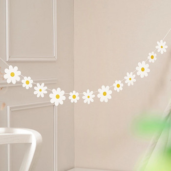 Λουλούδια Χρυσάνθεμα Διακοσμημένα πάρτι γενεθλίων Πανό Χαρτομαρμελάδα Δημιουργική χαριτωμένη μικρή λευκή μαργαρίτα Σκηνή κουλούρια προμήθειες