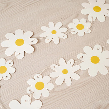 Λουλούδια Χρυσάνθεμα Διακοσμημένα πάρτι γενεθλίων Πανό Χαρτομαρμελάδα Δημιουργική χαριτωμένη μικρή λευκή μαργαρίτα Σκηνή κουλούρια προμήθειες