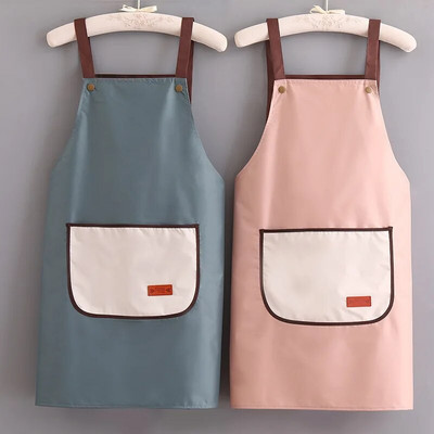Solid Color Fashionable Minimalist Neck Hanging Waterproof Oil Proof Stain Resistant Coffee Shop Tea Shop Work Apron Household