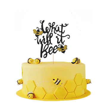 Какво ще разкрие пола на пчелата Консумативи за партита Декорации Honey Bumble Той или тя Банер за бебешки празник Пчелини торти