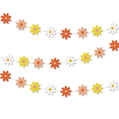 Little Daisy Flower Pull Flag Banner pentru petreceri de la mulți ani Decorații pentru Baby Shower Copii 1st Birthday Celebration Decor Supplies