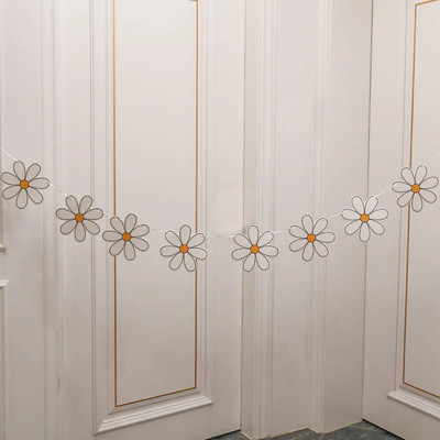 Little Daisy Flower Pull Flag Banner pentru petreceri de la mulți ani Decorații pentru Baby Shower Copii 1st Birthday Celebration Decor Supplies