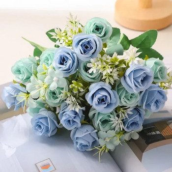 Προσομοίωση Άρωμα Τριαντάφυλλα Μεταξωτό Μωβ Λευκά Λουλούδια Διακόσμηση ξενοδοχείου Ψεύτικο λουλούδι Μπουκέτο με τεχνητά τριαντάφυλλα Διακόσμηση εστιατορίου