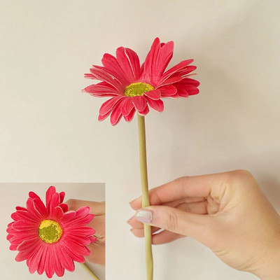 1vnt Gerbera netikrų gėlių koralų lauko sodo dekoravimas Vestuvių kompanijų vakarėlio dekoravimas fotografijos rekvizitai Gėlių puokštė