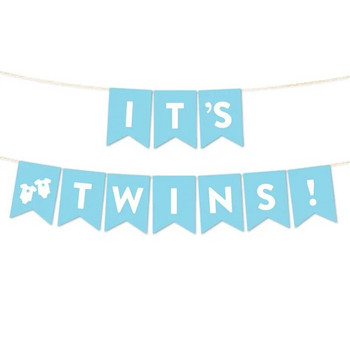 It\'s Twins Banner-Pink Heart Twins baby shower Декорация за рожден ден Парти консумативи