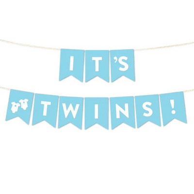 It`s Twins Banner-Rózsaszín Szív Twins babaváró Születésnapi parti dekorációs buli kellékek