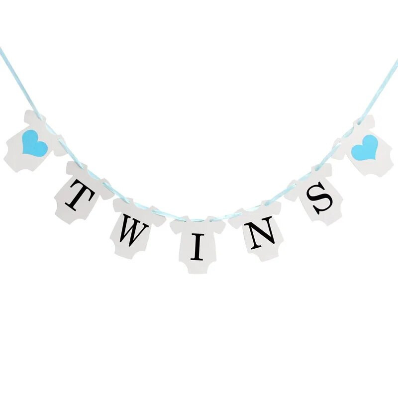 It`s Twins Banner-Rózsaszín Szív Twins babaváró Születésnapi parti dekorációs buli kellékek