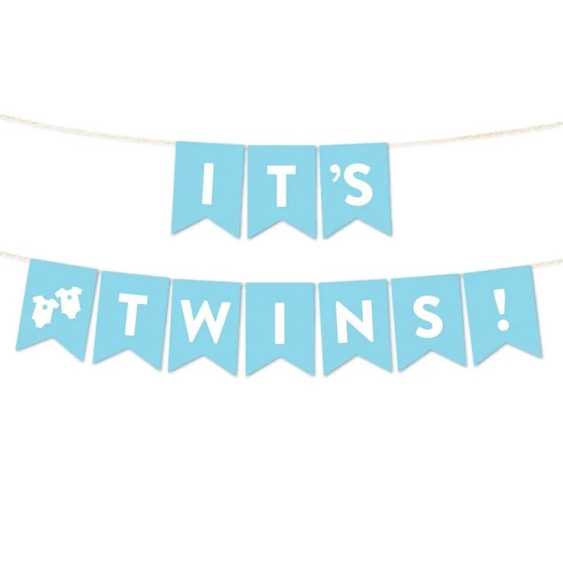 It`s Twins Banner-Rózsaszín Szív Twins babaváró Születésnapi parti dekorációs buli kellékek