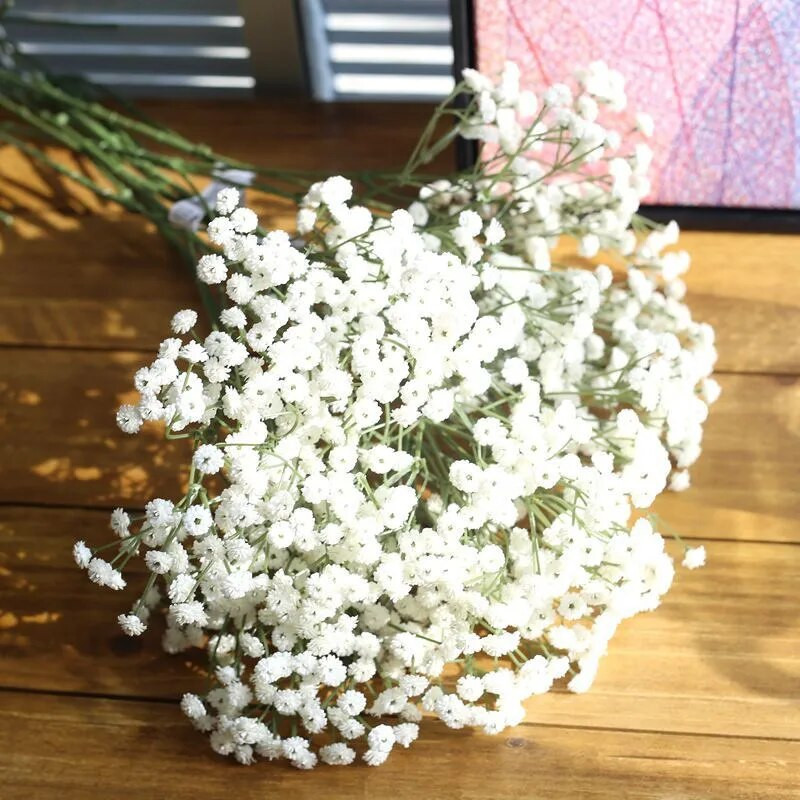 90 fej Csillagos Gypsophila művirág zöld fehér rózsa hamis virágkötészet esküvői érzés puha zselé otthoni dekorációk