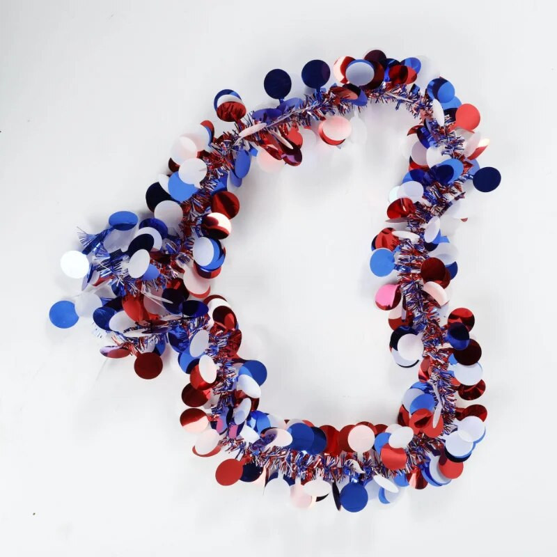 Amerikos nepriklausomybės dienos srovelės 2M gražūs barų papuošimai spalvingi blizgučių girliandos Kalėdų eglutės vestuvių festivalio dekorai