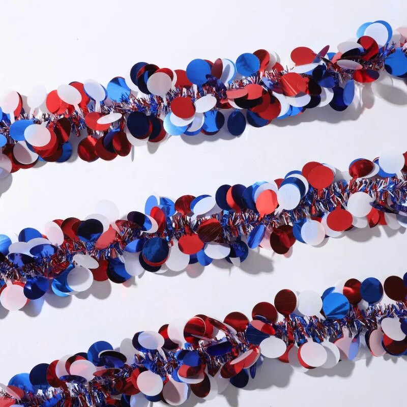 Amerikos nepriklausomybės dienos srovelės 2M gražūs barų papuošimai spalvingi blizgučių girliandos Kalėdų eglutės vestuvių festivalio dekorai