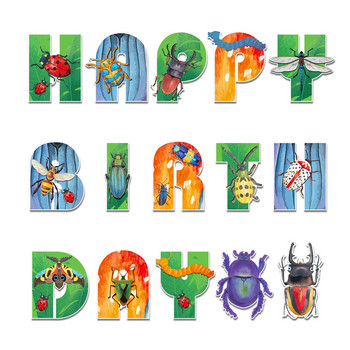 Пролетно насекомо Водно конче Карикатура Животни Честит рожден ден Банер Висящи на стената овесарки Baby Shower Детска украса за рожден ден