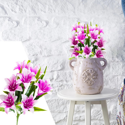 Lelijos gėlės Dirbtinės gėlės vazonuose Vestuvių dekoravimas Sausų gėlių dekoravimas Dirbtinės ramunės gėlės su stiebais