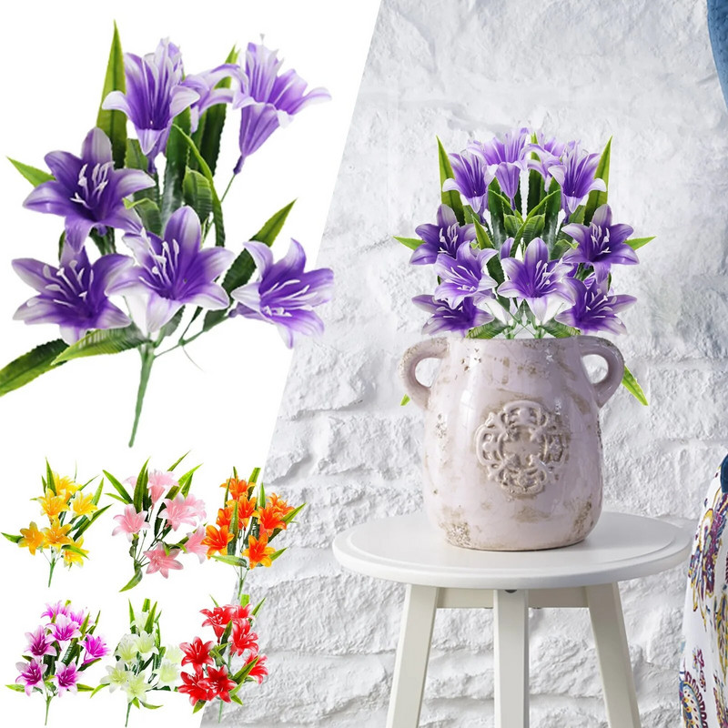 Lelijos gėlės Dirbtinės gėlės vazonuose Vestuvių dekoravimas Sausų gėlių dekoravimas Dirbtinės ramunės gėlės su stiebais