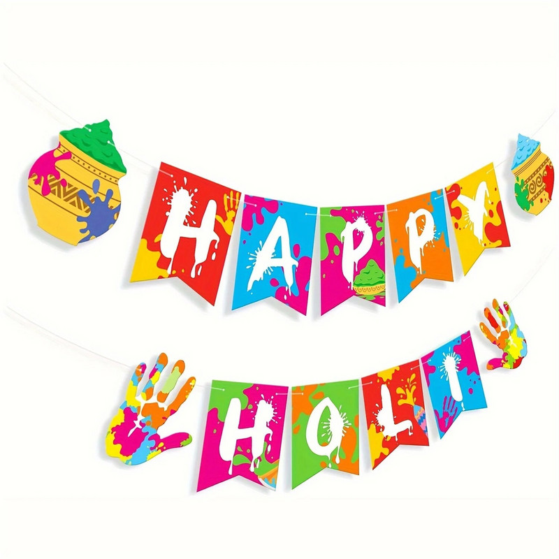 Happy Holi Banners Indiai Fesztivál Színes sármány, Színek Fesztiválja Holi Bollywood Party Supplies
