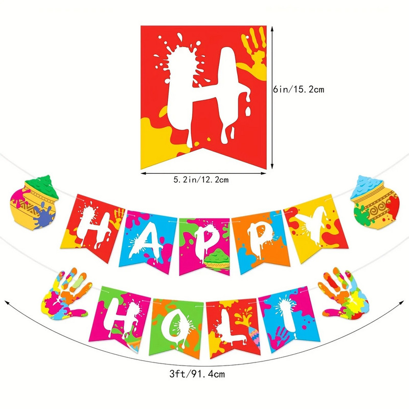 Happy Holi Banners Indiai Fesztivál Színes sármány, Színek Fesztiválja Holi Bollywood Party Supplies