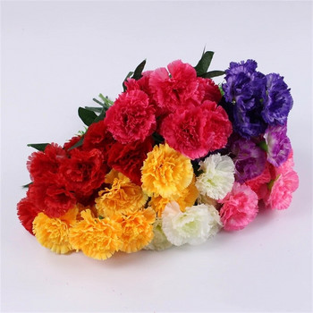 Μπουκέτο με 10 γαρύφαλλα κεφαλής τεχνητά λουλούδια Πλαστικό μεταξωτό ψεύτικα λουλούδια προσομοίωση φυτών Διακόσμηση για τραπέζι παραθύρου κήπου γάμου