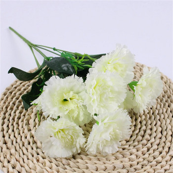Μπουκέτο με 10 γαρύφαλλα κεφαλής τεχνητά λουλούδια Πλαστικό μεταξωτό ψεύτικα λουλούδια προσομοίωση φυτών Διακόσμηση για τραπέζι παραθύρου κήπου γάμου