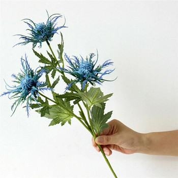 1 τεμ. Τεχνητό γαϊδουράγκαθο Eryngium Bunch Simulation Flowers Plants 3-Fork Wedding Party DIY Craft Bouquet Centralpieces Light Blue
