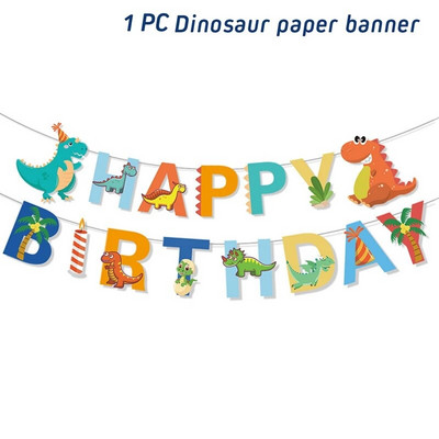 Dinoszaurusz Boldog születésnapot Garland Banner Roar Dino Party Balloons Jungle Animal Safari 1. Kids Születésnapi parti dekorációs kellékek