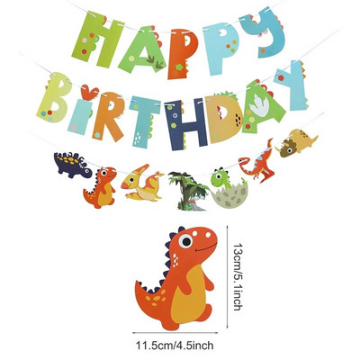 Dinoszaurusz Boldog születésnapot Garland Banner Roar Dino Party Balloons Jungle Animal Safari 1. Kids Születésnapi parti dekorációs kellékek