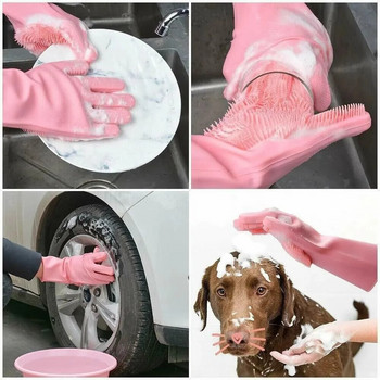 Γάντια καθαρισμού πλυντηρίου πιάτων Magic Silicone Rubber Γάντια πλυσίματος πιάτων για οικιακό σφουγγάρι πλυντήριο ρούχων Εργαλεία καθαρισμού κουζίνας