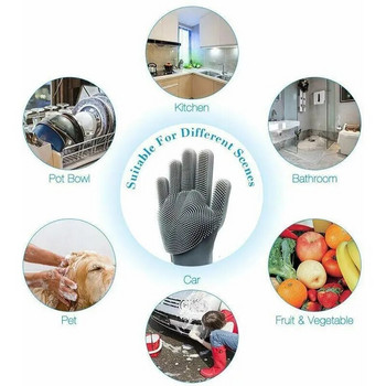 Γάντια καθαρισμού πλυντηρίου πιάτων Magic Silicone Rubber Γάντια πλυσίματος πιάτων για οικιακό σφουγγάρι πλυντήριο ρούχων Εργαλεία καθαρισμού κουζίνας