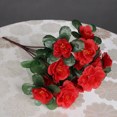 Azalea artificială cu flori de mătase, aranjamente de buchet de primule false, pentru acasă, grădină, masă, patio, nuntă, decor de Crăciun