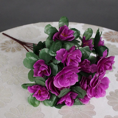 Azalea artificială cu flori de mătase, aranjamente de buchet de primule false, pentru acasă, grădină, masă, patio, nuntă, decor de Crăciun