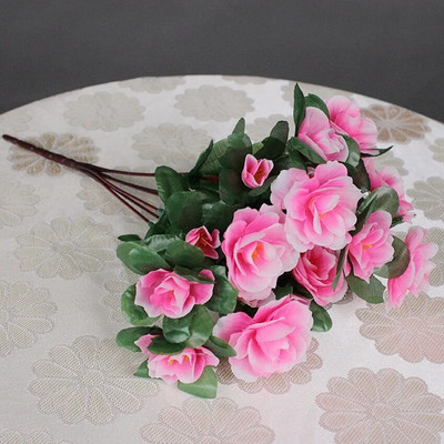 Azalea artificială cu flori de mătase, aranjamente de buchet de primule false, pentru acasă, grădină, masă, patio, nuntă, decor de Crăciun