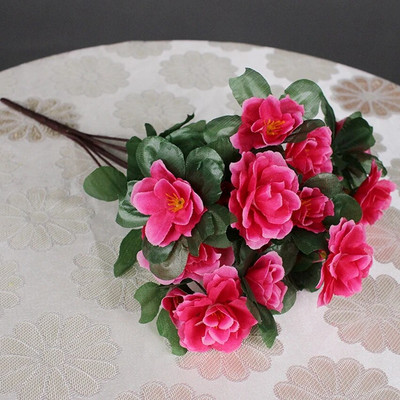 Azalea artificială cu flori de mătase, aranjamente de buchet de primule false, pentru acasă, grădină, masă, patio, nuntă, decor de Crăciun