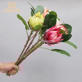 WQNJIN 55 cm suur üheharuline kunstlillest plastist võltstaimed Monarh lill Lotus Magnolia Kodu pulmapeo sisustus