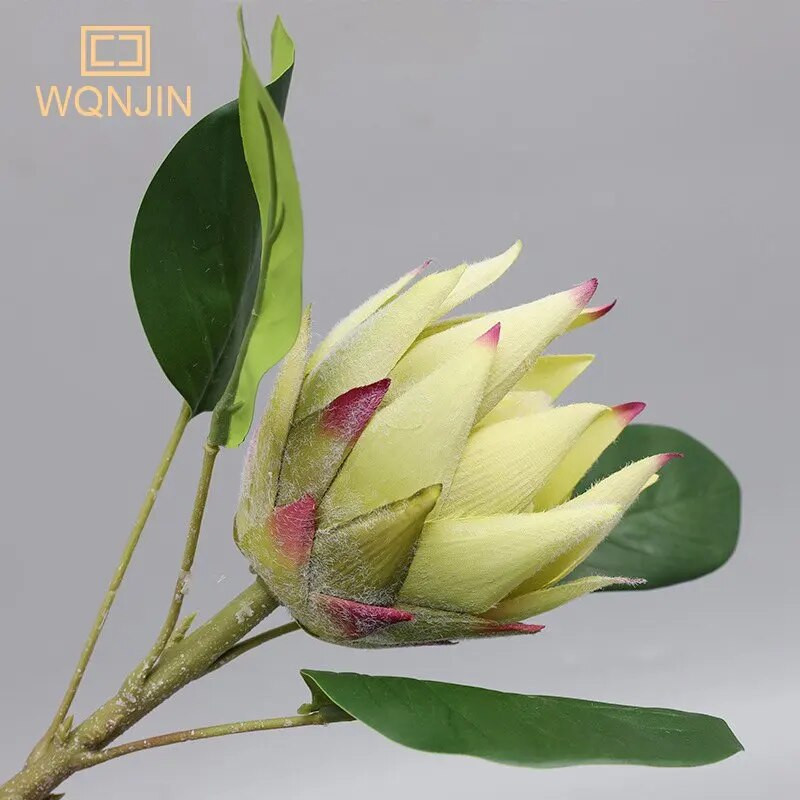 WQNJIN 55 cm suur üheharuline kunstlillest plastist võltstaimed Monarh lill Lotus Magnolia Kodu pulmapeo sisustus