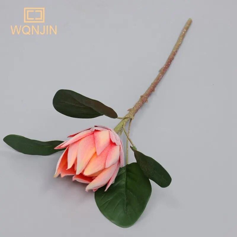 WQNJIN 55 cm suur üheharuline kunstlillest plastist võltstaimed Monarh lill Lotus Magnolia Kodu pulmapeo sisustus