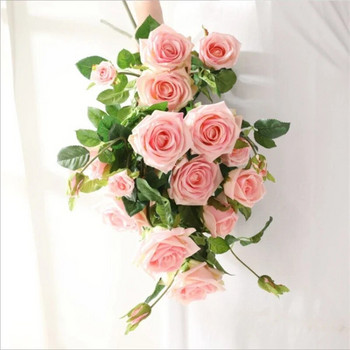 Овлажняваща 5-вилична роза Изкуствена камелия Дом Всекидневна Хотел Фалшива декорация на цветя