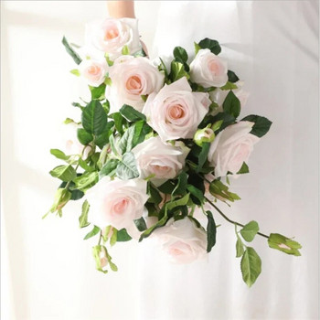 Овлажняваща 5-вилична роза Изкуствена камелия Дом Всекидневна Хотел Фалшива декорация на цветя