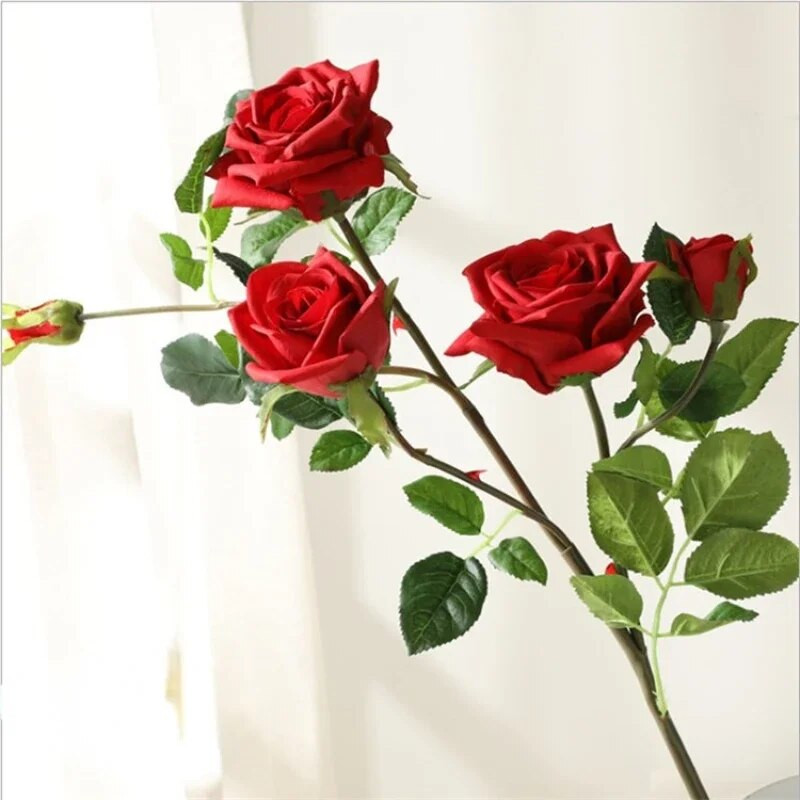 Drėkinamasis 5 šakučių rožinis dirbtinės kamelijos namų svetainė Viešbučio netikrų gėlių dekoras