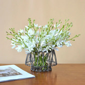 30 cm-es mesterséges pillangó orchidea 3 fejű kézi nyakkendő, rövid ágú köteg Nappali dekoratív virágkötészeti anyagok