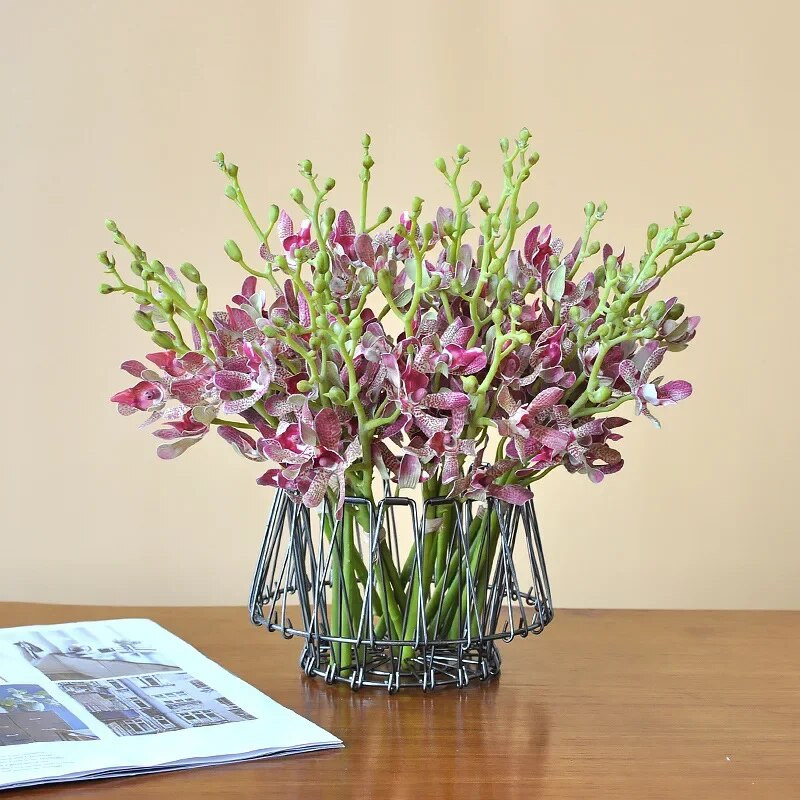 30 cm-es mesterséges pillangó orchidea 3 fejű kézi nyakkendő, rövid ágú köteg Nappali dekoratív virágkötészeti anyagok