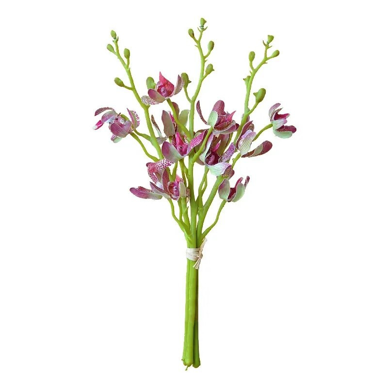 30 cm-es mesterséges pillangó orchidea 3 fejű kézi nyakkendő, rövid ágú köteg Nappali dekoratív virágkötészeti anyagok