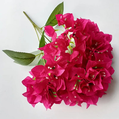 Egy selyem Bougainvillea Glabra csokor virág mesterséges Bougainvillea Spectabilis fa szár esküvői virágkötészethez 6 szín