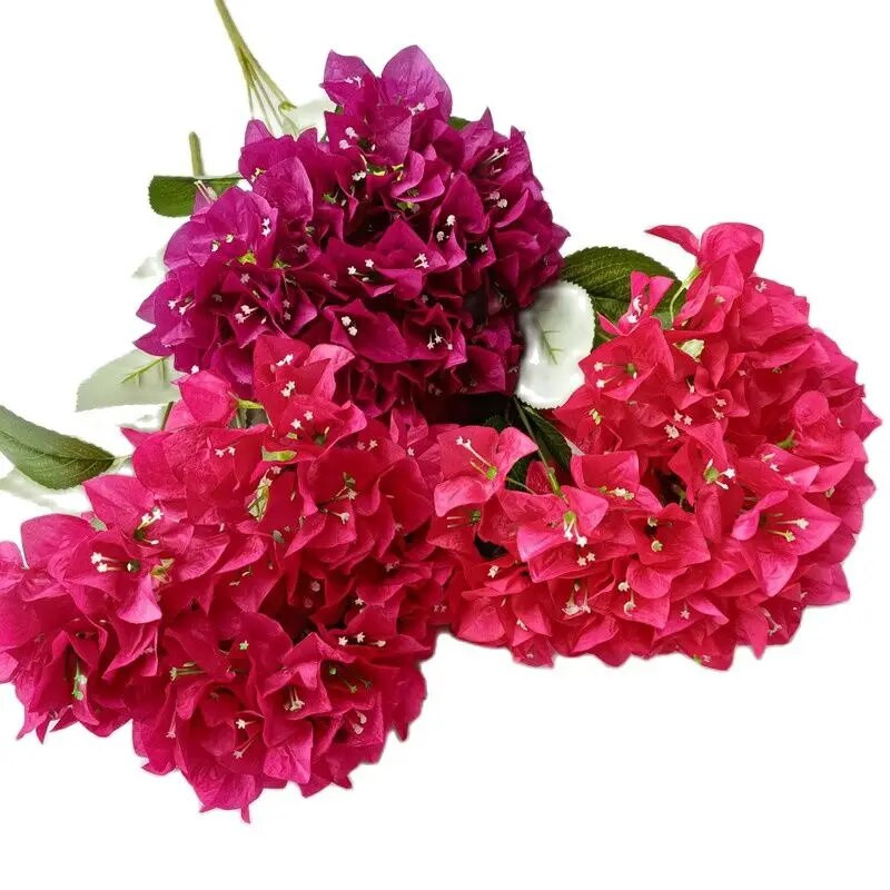 Egy selyem Bougainvillea Glabra csokor virág mesterséges Bougainvillea Spectabilis fa szár esküvői virágkötészethez 6 szín