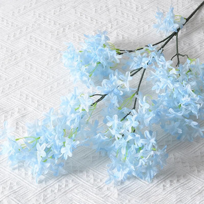 Mesterséges lila selyemszövet Kezdőlap Szálloda Mennyezet Esküvői út Virágív Dekoráció Kereszt Hosszú ágak Cseresznyevirág