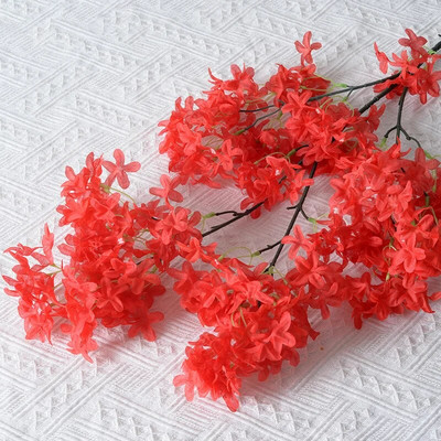 Mesterséges lila selyemszövet Kezdőlap Szálloda Mennyezet Esküvői út Virágív Dekoráció Kereszt Hosszú ágak Cseresznyevirág