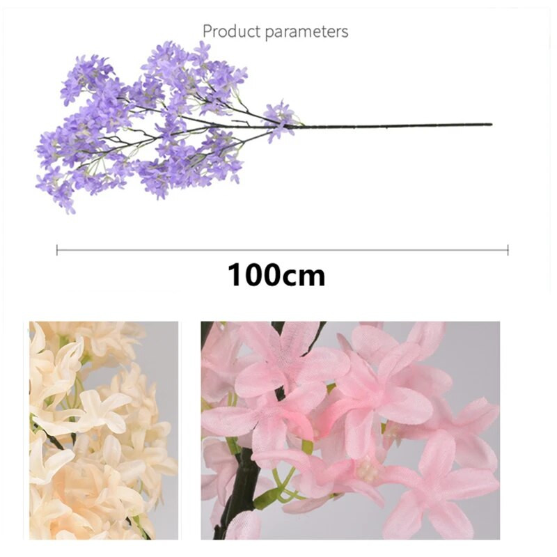 Dirbtinė alyvinė gėlė 100 cm ilgio stiebo šilkinė alyvinė gėlė vyšnių žiedas namų biuro viešbučių vestuvių vakarėliui dekoruoti