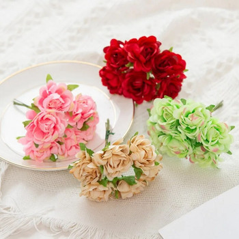 6 τεμ. Τεχνητά λουλούδια τριαντάφυλλα ανθοδέσμη γάμου Νυφική χριστουγεννιάτικη διακόσμηση Βάζο για τον κήπο του σπιτιού Λεύκωμα Κουτί δώρων Diy